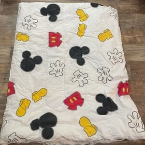 Disney Mickey Mouse Twin Comforter White Red Yellow Black Quilted Bedding
